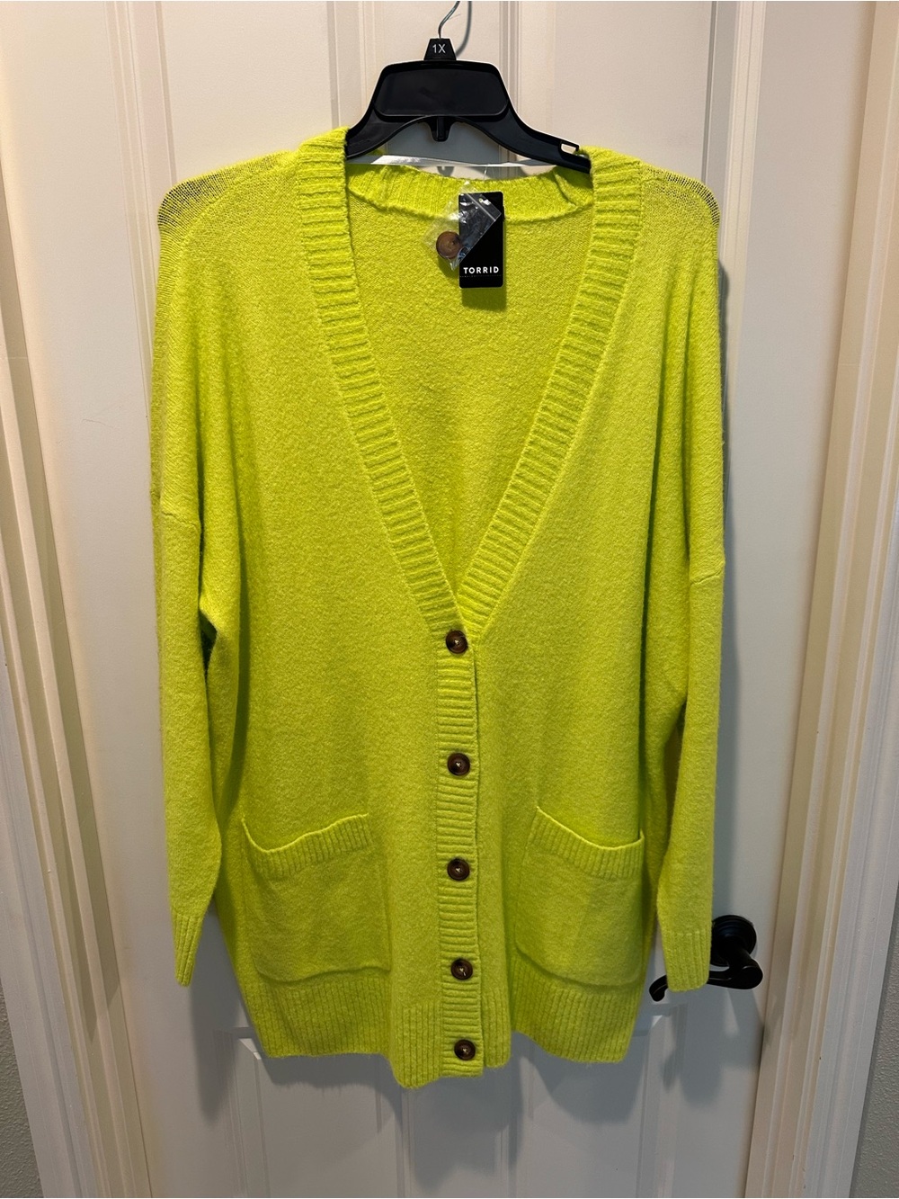 torrid Neon Lime Longline V-Neck Button Cardigan